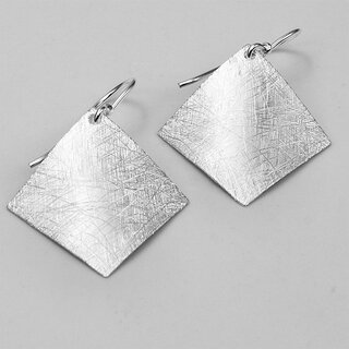 Gewlbte Ohrhnger Quadrat aus eismattiertem 925er Silber - 17 mm - Ohrringe - Sterlingsilber
