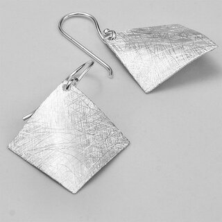 Gewlbte Ohrhnger Quadrat aus eismattiertem 925er Silber - 17 mm - Ohrringe - Sterlingsilber