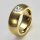 Ring aus vergoldetem Edelstahl mit hochwertig geschliffenem weißen Glasstein - 8mm - Fingerring - Größe 54