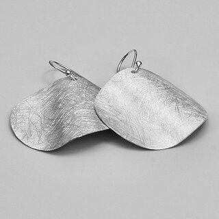 Gewölbte Ohrhänger Scheibe aus eismattiertem 925er Silber - 32 mm - Ohrringe - Sterlingsilber