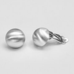 Runde Ohrclips Halbkugel aus mattiertem 925er Silber - 18 mm - Ohrringe - Sterlingsilber