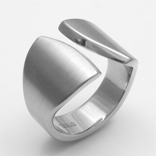 Eleganter, offener Ring aus mattiertem Edelstahl - 17mm  - Fingerring - Größe 52