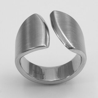 Eleganter, offener Ring aus mattiertem Edelstahl - 17mm  - Fingerring - Größe 52