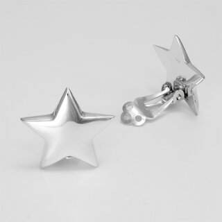 Ohrclips polierte Sterne aus 925er Silber 20x20mm- Ohrringe - Sterlingsilber