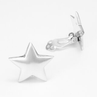 Ohrclips mattierte Sterne aus 925er Silber 20x20mm- Ohrringe - Sterlingsilber