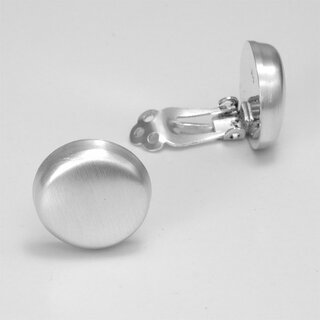 Runde Ohrclips aus mattiertem 925er Silber - 15 mm - Ohrringe - Sterlingsilber