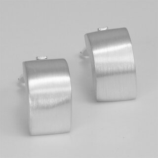 Elegante Ohrclips aus mattiertem 925er Silber - 14x8 mm - Ohrringe - Sterlingsilber