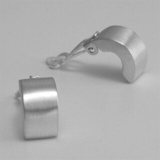 Elegante Ohrclips aus mattiertem 925er Silber - 14x8 mm - Ohrringe - Sterlingsilber