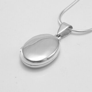 Ovales Medaillon aus auf Hochglanz poliertem 925er Silber - 20x15mm - Kettenanhänger - Sterlingsilber
