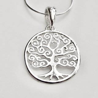 Lebensbaum Halskette mit Anhänger Edelstahl in silber Weltenbaum Baum des Lebens 