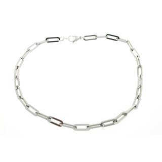 Edelstahl-Collier mit handpolierten eckigen, ovalen Gliedern 47cm + 3cm