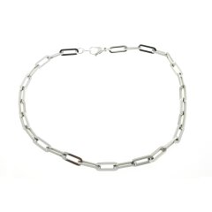 Edelstahl-Collier mit handpolierten eckigen, ovalen...