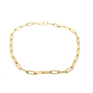 Edelstahl-Collier 14K vergoldet mit handpolierten eckigen, ovalen Gliedern 47cm + 3cm