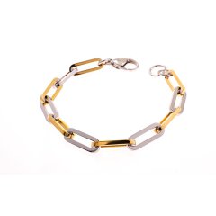 Edelstahl-Armband  Stahl und 14K vergoldet. Ovale, eckige...
