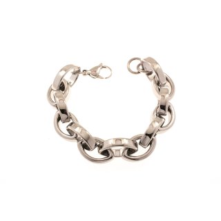 Edelstahl-Armband, ovale Glieder handpoliert 21 cm grössenverstellbar