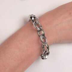 Edelstahl-Armband, ovale Glieder handpoliert 21 cm...