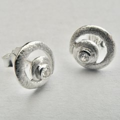 Ohrstecker Spirale aus 925er Silber mit Zirkonia -...