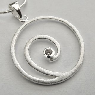 Groer Anhnger Spirale aus 925er Silber mit weiem Zirkonia - Kettenanhnger