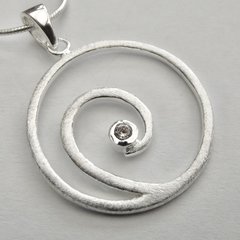 Groer Anhnger Spirale aus 925er Silber mit weiem...