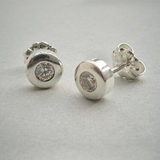 Kleine runde Ohrstecker aus 925er Silber mit Zirkonia - Ohrringe - Sterlingsilber