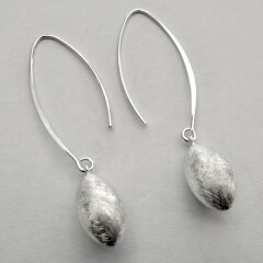 Große Ohrhänger "Tropfen" aus edel gecrashtem 925er Silber - Ohrringe - Sterlingsilber