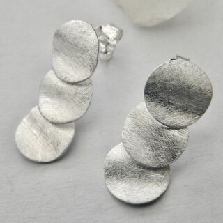 Ohrstecker Silberplättchen aus gecrashtem/poliertem 925er Silber - Ohrringe - Sterlingsilber