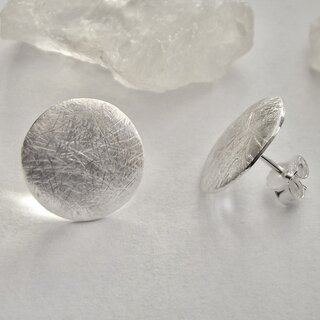 Runde Ohrstecker aus 925er Silber mit eismatter Oberfläche -Ohrringe - Sterlingsilber