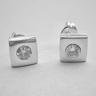 Quadratischer Ohrstecker aus 925er Silber mit Zirkonia - Ohrringe - Sterlingsilber