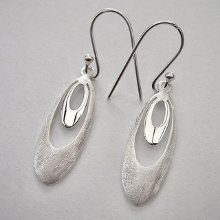 Ovale Ohrhänger Ellipse aus 925er Silber - zwei bewegliche Teile - Ohrringe - Sterlingsilber