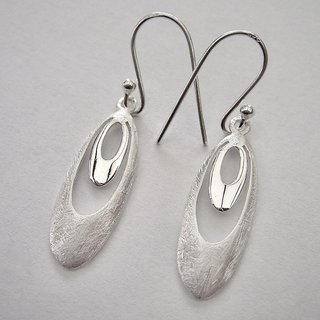 Ovale Ohrhnger Ellipse aus 925er Silber - zwei bewegliche Teile - Ohrringe - Sterlingsilber