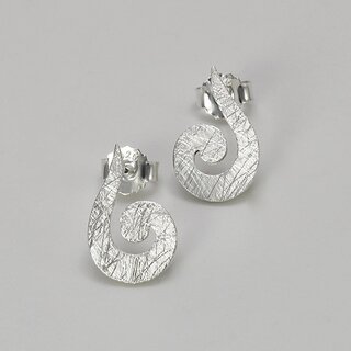Ohrstecker geschwungene Spirale aus eismattiertem 925er Silber - Ohrringe - Sterlingsilber