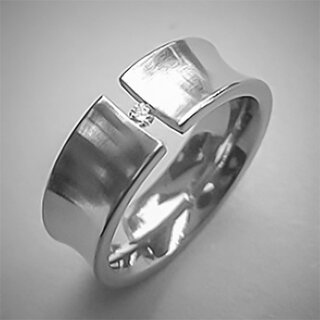 Geschwungener Spannring aus Edelstahl mit weiem Zirkonia - 7 mm - Fingerring - Gre 50 bis 64