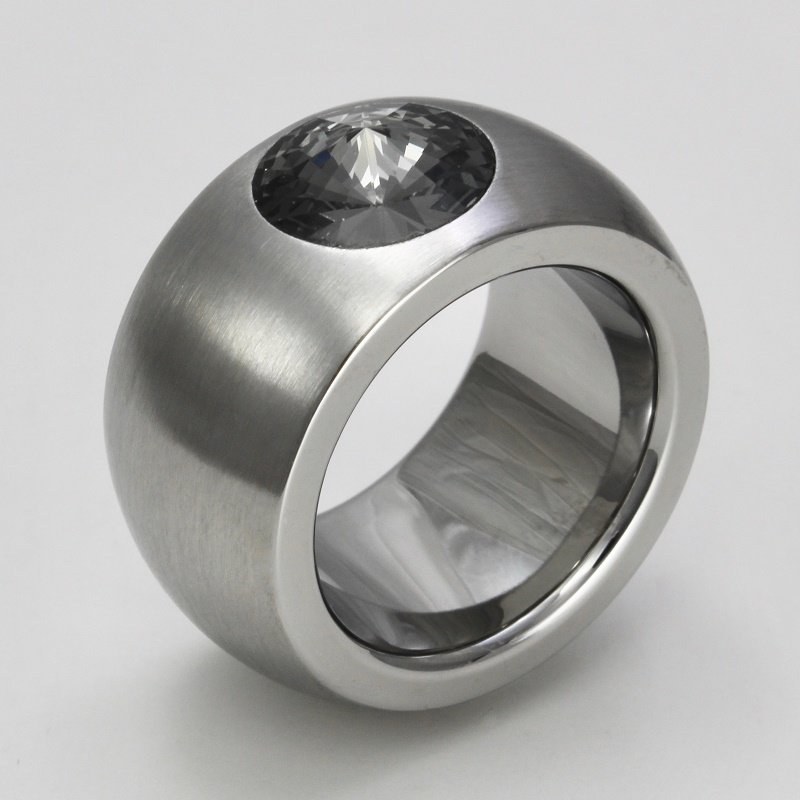 Silber & Stahl Ring Edelstahl Glas Kristall Fingerring, 29,90 €