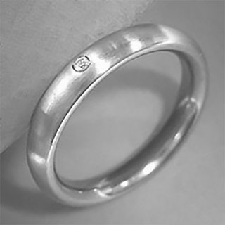 Schmaler Ring aus fein mattiertem Edelstahl mit weiem Zirkonia - 4 mm - Fingerring - Gren von 48 bis 68