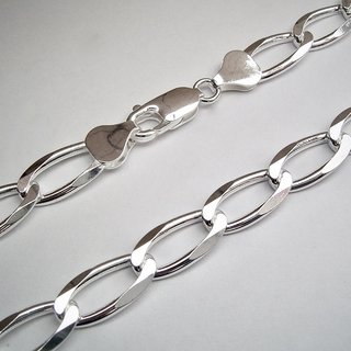 Kette aus poliertem 925er Silber - 7 mm - Unisex Halskette - Sterlingsilber - Länge 50cm