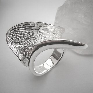 Auffälliger Ring Welle aus 925er Silber - Fingerring aus Sterlingsilber - Größe 64