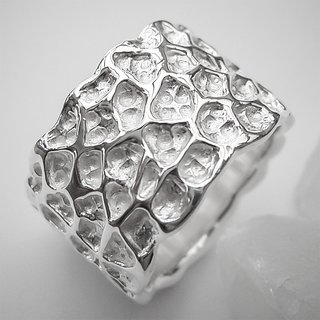 Aufflliger Wabenring aus Sterlingsilber - 14mm breit - 925er Silber - Fingerring - Gre 52
