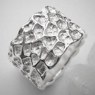 Aufflliger Wabenring aus Sterlingsilber - 14mm breit - 925er Silber - Fingerring - Gre 62