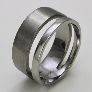 Aufflliger Ring aus Edelstahl mit geteilter Ringschiene - Doppelter Ring 50