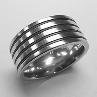 Ring aus mattiertem Edelstahl mit Einlagen aus Kautschuk - 10 mm - Fingerring - Gren von 50 bis 70