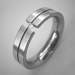 Spannring aus mattiertem Edelstahl mit Zirkonia und Nut -...