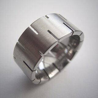 Ausgefallener Ring aus fein mattiertem Edelstahl mit Ausfrsungen - 10 mm  - Extravaganter Fingerring - Gre 60