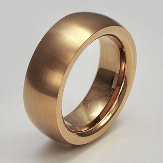 Ring aus fein mattiertem rosvergoldetem Edelstahl - 8 mm - bombiert - Bandring - Gre 60