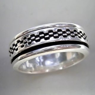 Beweglicher Ring aus 925er Silber - Stressring, Bandring aus Sterlingsilber 55