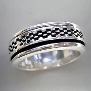 Beweglicher Ring aus 925er Silber - Stressring, Bandring aus Sterlingsilber 56