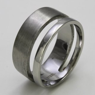 Aufflliger Ring aus Edelstahl mit geteilter Ringschiene - Doppelter Ring