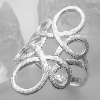 Breiter Rring Ornament aus 925er Silber - filigraner Fingerring - Sterlingsilber - Gre 58