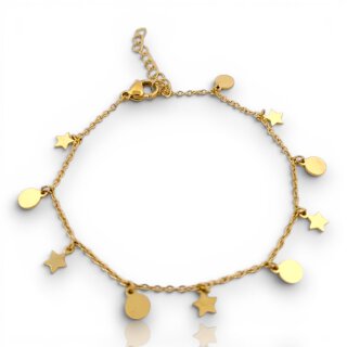 Armband Stern und Mond vergoldet