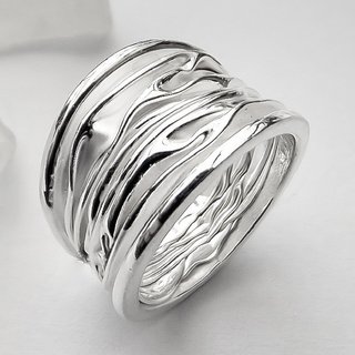 Einzigartiger Ring aus gefaltetem 925er Silber - Unikat - Fingerring - Sterlingsilber - Größe 45