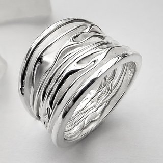 Einzigartiger Ring aus gefaltetem 925er Silber - Unikat - Fingerring - Sterlingsilber - Gre 45